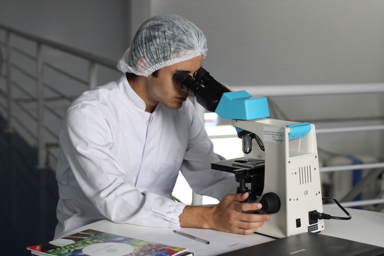 Microscope in a research lab